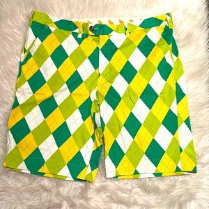 Men’s LoudMouth Golf Shorts Size 40 Green & Yellow
